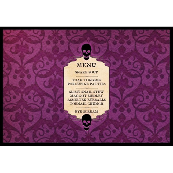 Carolines Treasures 18 x 27 in. Goulish Menu including Eye Screen Snake soup Halloween Doormat SB3005MAT - main